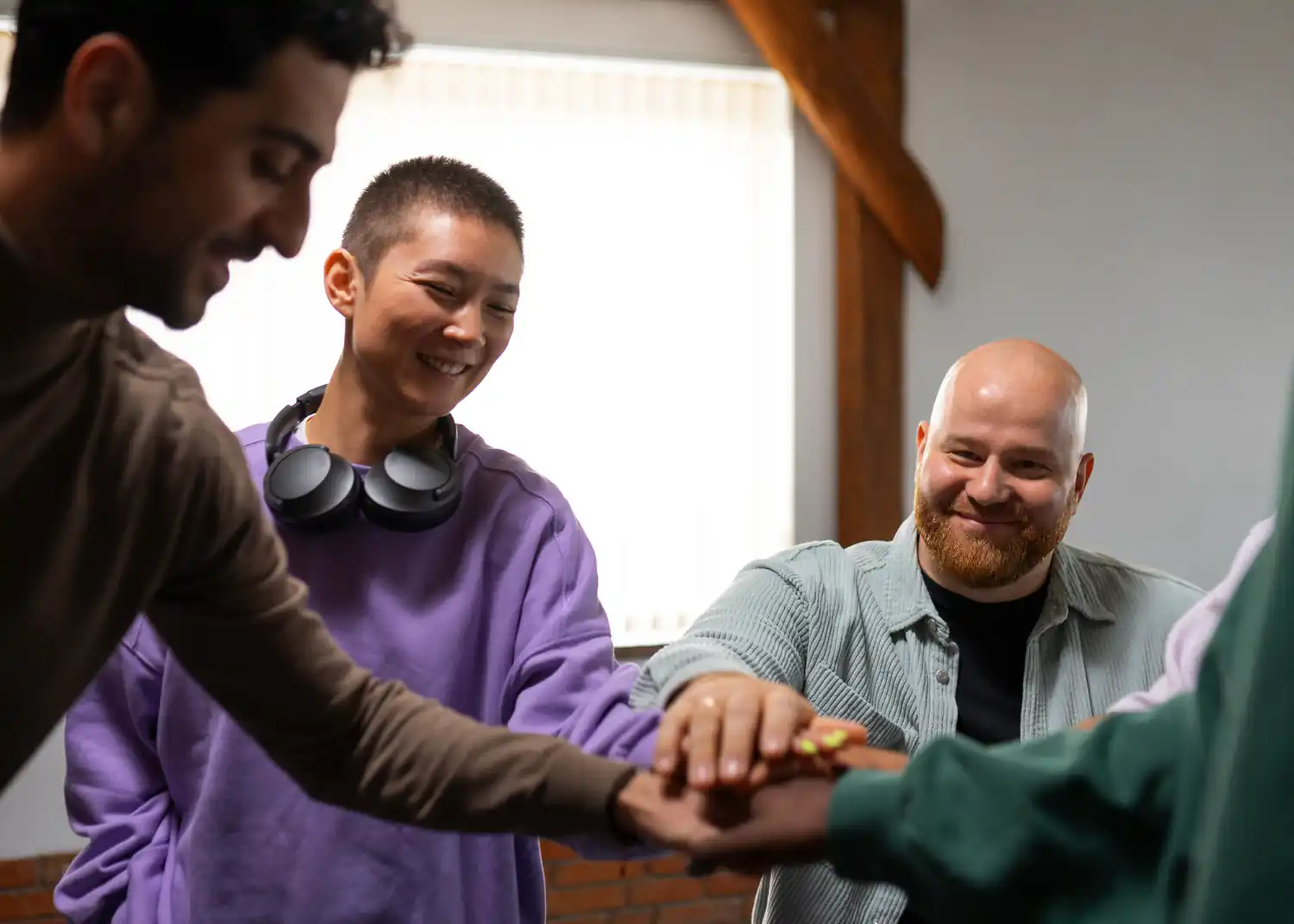 A group connecting together through a shared activity, illustrating group and community activities.