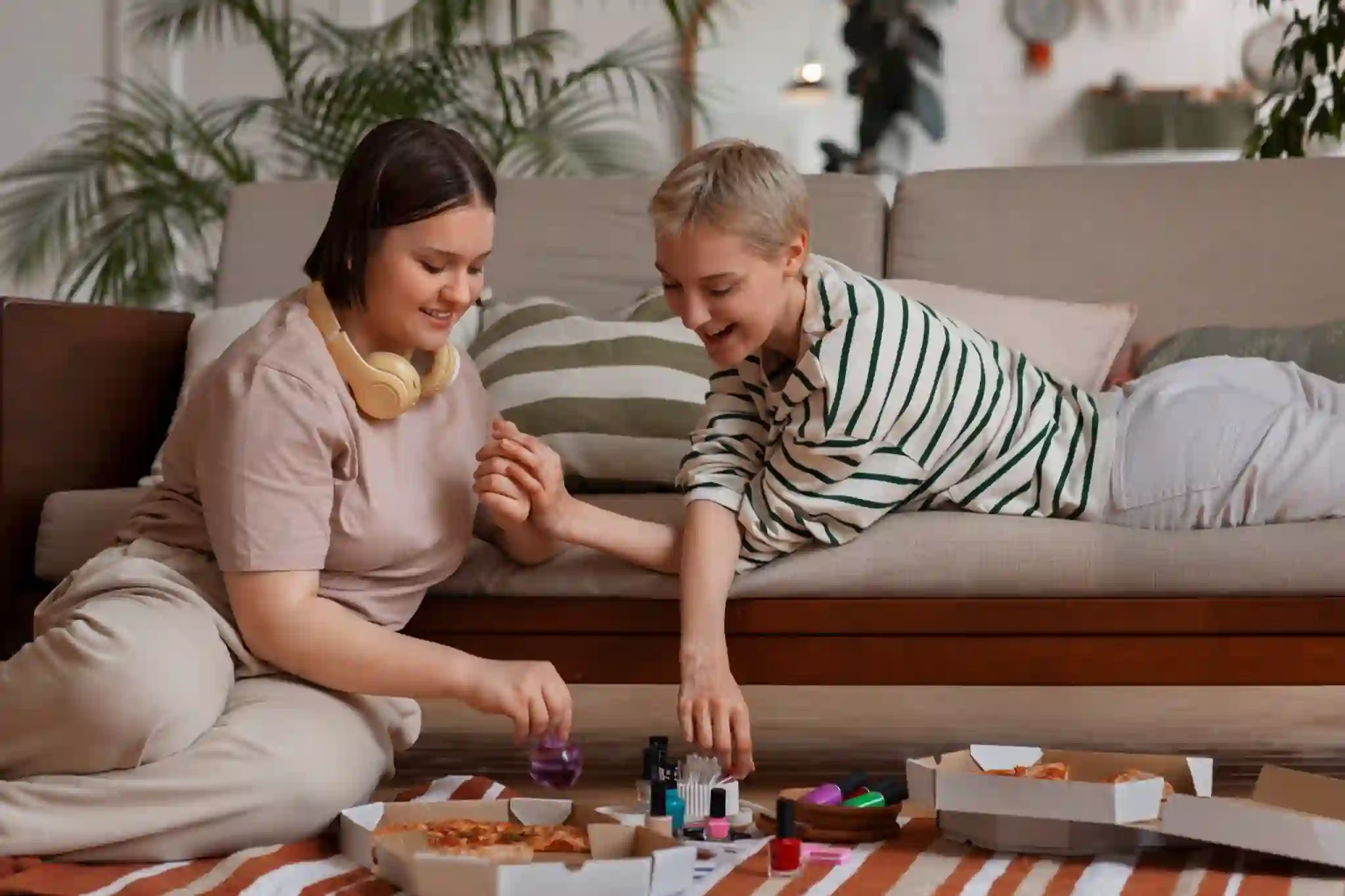 Two people playing a tabletop game together